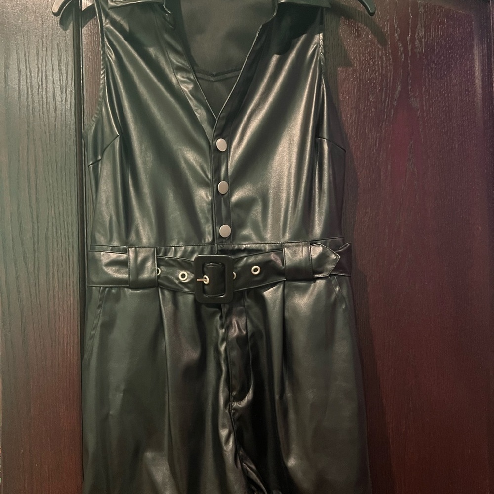 Apricot Lane Black Faux Leather Jumpsuit